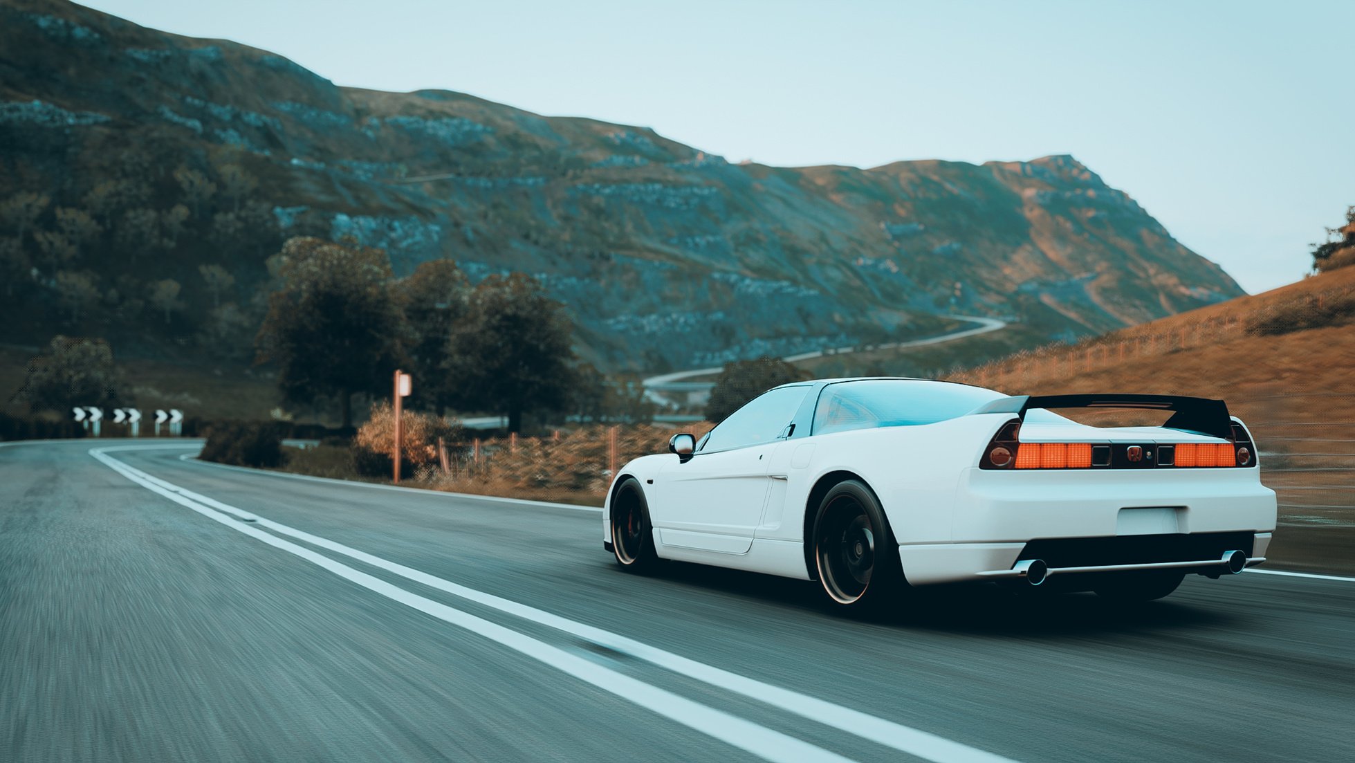 White Sports Car on the Road